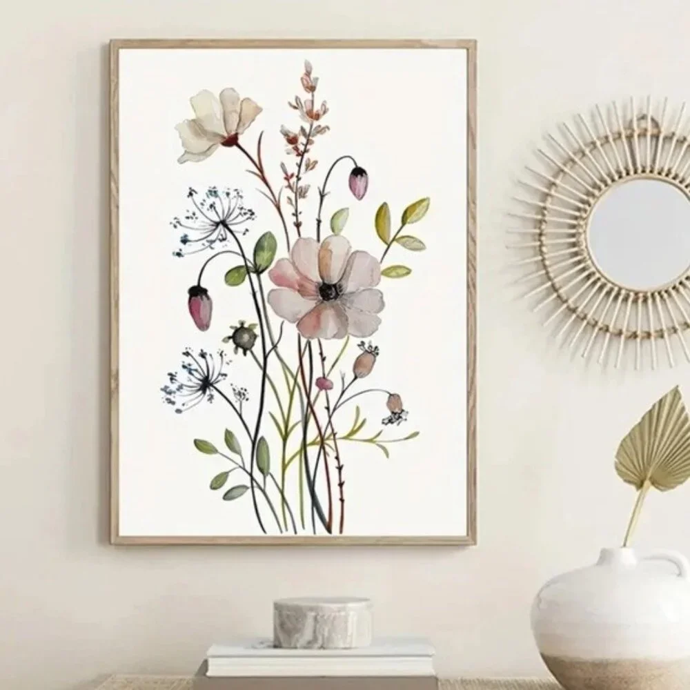 Boho Floral Nature Print Canvas Wall Decor